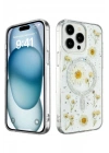 Mey İthalat®  iPhone 15 Pro Max Kılıf Daisy Simli Magsafe Kapak - Gümüş