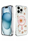 Mey İthalat®  iPhone 15 Pro Max Kılıf Daisy Simli Magsafe Kapak - Pembe