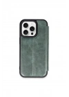 Mey İthalat®  iPhone 15 Pro Max Kılıf Flip Cover - Koyu Yeşil