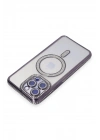 Mey İthalat®  iPhone 15 Pro Max Kılıf Joke Simli Magneticsafe Kılıf - Derin Mor