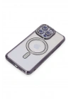Mey İthalat®  iPhone 15 Pro Max Kılıf Joke Simli Magneticsafe Kılıf - Derin Mor