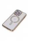 Mey İthalat®  iPhone 15 Pro Max Kılıf Joke Simli Magneticsafe Kılıf - Gold