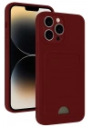 Mey İthalat®   iPhone 15 Pro Max Kılıf Kelvin Kartvizitli Silikon - Bordo