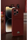 Mey İthalat®   iPhone 15 Pro Max Kılıf Kelvin Kartvizitli Silikon - Bordo