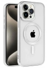 Mey İthalat®  iPhone 15 Pro Max Kılıf Kronos Magsafe Kapak - Gümüş