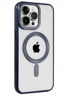 Mey İthalat®  iPhone 15 Pro Max Kılıf Kronos Magsafe Kapak - Lacivert
