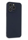 Mey İthalat®  iPhone 15 Pro Max Kılıf Nano içi Kadife Silikon - Lacivert