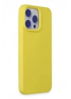Mey İthalat®  iPhone 15 Pro Max Kılıf Nano içi Kadife Silikon - Sarı