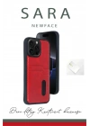 Mey İthalat®  iPhone 15 Pro Max Kılıf Sara Kartvizitli Deri Kılıf - Siyah