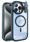 Mey İthalat®  iPhone 15 Pro Max Kılıf Teleskop Lens Magsafe Silikon Kapak - Lacivert