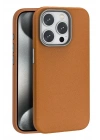 Mey İthalat®  iPhone 15 Pro Max Kılıf Wonder Deri Magsafe Kapak - Kahverengi