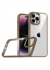 Mey İthalat®   iPhone 15 Pro Max  Lensli Silikon - Çöl Titanyum