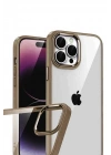 Mey İthalat®   iPhone 15 Pro Max  Lensli Silikon - Çöl Titanyum