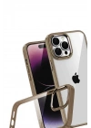Mey İthalat®   iPhone 15 Pro Max  Lensli Silikon - Çöl Titanyum