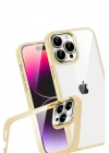 Mey İthalat®   iPhone 15 Pro Max  Lensli Silikon - Gold