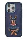 Mey İthalat®  iPhone 15 Pro Max Perma Desenli Kapak - Lacivert