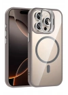 Mey İthalat®   iPhone 15 Pro Max Remim Lensli Magsafe Standlı Kapak - Titan Gri
