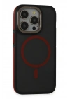 Mey İthalat®  iPhone 15 Pro Max Rocky Magsafe Kapak - Siyah-Kırmızı