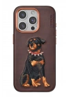 Mey İthalat®  iPhone 15 Pro Perma Desenli Kapak - Koyu Kahve