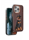 Mey İthalat®  iPhone 15 Pro Perma Desenli Kapak - Koyu Kahve