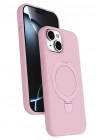 Mey İthalat®   iPhone 15 Regal Magsafe Standlı Kapak - Açık Pembe