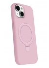 Mey İthalat®   iPhone 15 Regal Magsafe Standlı Kapak - Açık Pembe