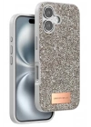 Mey İthalat®   iPhone 16 Bright Simli Kapak - Gold