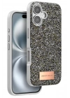 Mey İthalat®   iPhone 16 Bright Simli Kapak - Gümüş
