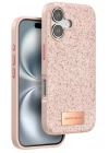 Mey İthalat®   iPhone 16 Bright Simli Kapak - Pembe