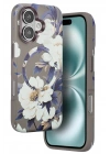 Mey İthalat®  iPhone 16 Flower Series Magsafe Kapak - Gri
