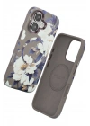 Mey İthalat®  iPhone 16 Flower Series Magsafe Kapak - Gri
