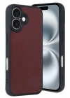 Mey İthalat®  iPhone 16 Kılıf Aras Deri Kapak - Bordo