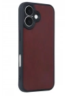 Mey İthalat®  iPhone 16 Kılıf Aras Deri Kapak - Bordo