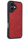 Mey İthalat®  iPhone 16 Kılıf Aras Deri Kapak - Kırmızı