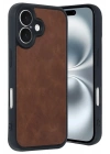 Mey İthalat®  iPhone 16 Kılıf Aras Deri Kapak - Taba