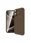 Mey İthalat®  iPhone 16 Kılıf Auto Focus Karbon Kapak - Kahverengi