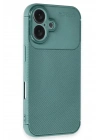Mey İthalat®  iPhone 16 Kılıf Auto Focus Karbon Kapak - Koyu Yeşil