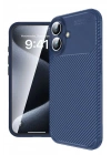 Mey İthalat®  iPhone 16 Kılıf Auto Focus Karbon Kapak - Lacivert