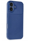 Mey İthalat®  iPhone 16 Kılıf Auto Focus Karbon Kapak - Lacivert