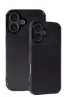 Mey İthalat®  iPhone 16 Kılıf Auto Focus Karbon Kapak - Siyah