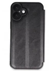 Mey İthalat®   iPhone 16 Kılıf Flip Cover - Siyah
