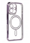 Mey İthalat®  iPhone 16 Kılıf Joke Simli Magneticsafe Kılıf - Derin Mor