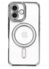 Mey İthalat®   iPhone 16 Kılıf Joke Simli Magneticsafe Kılıf - Gri