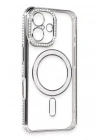 Mey İthalat®   iPhone 16 Kılıf Joke Simli Magneticsafe Kılıf - Gri