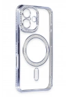 Mey İthalat®  iPhone 16 Kılıf Joke Simli Magneticsafe Kılıf - Mavi