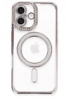 Mey İthalat®  iPhone 16 Kılıf Joke Simli Magneticsafe Kılıf - Pembe