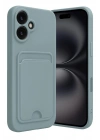 Mey İthalat®  iPhone 16 Kılıf Kelvin Kartvizitli Silikon - Açık Yeşil