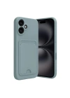Mey İthalat®  iPhone 16 Kılıf Kelvin Kartvizitli Silikon - Açık Yeşil