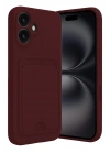 Mey İthalat®  iPhone 16 Kılıf Kelvin Kartvizitli Silikon - Bordo