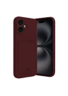 Mey İthalat®  iPhone 16 Kılıf Kelvin Kartvizitli Silikon - Bordo